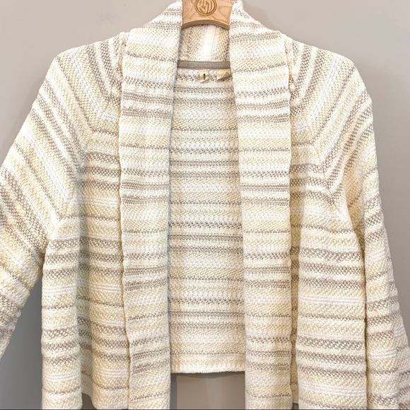 Anthro Open Front Cardigan Striped Bell Sleeves - Picture 4 of 6